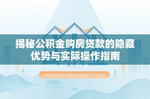 杨梅揭秘公积金购房贷款的隐藏优势与实际操作指南